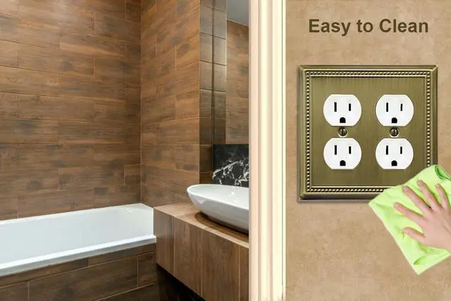 Alt view image 6 of 7 - Double Duplex Outlet Light Switch Cover Belaire Beaded Metal Wall Plate, 2-Pack Antique Brass 2 Gang, for Receptacle Light Switch Cover Decorative Wallplate, Durable