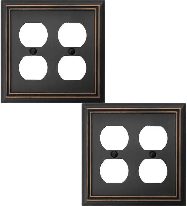 Main image of Double Duplex Outlet Light Switch Cover Adler Metal Wall Plate, 2-Pack Aged Bronze 2 Gang, for Receptacle Light Switch, Switch Cover Decorative Wallplate, Durable
