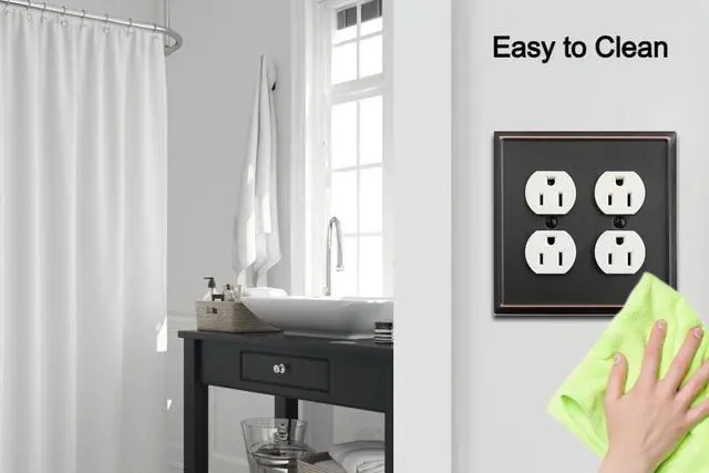 Alt view image 6 of 7 - Double Duplex Outlet Light Switch Cover Aria Metal Wall Plate, 2-Pack Aged Bronze 2 Gang, for Receptacle Light Switch, Switch Cover Decorative Wallplate, Durable