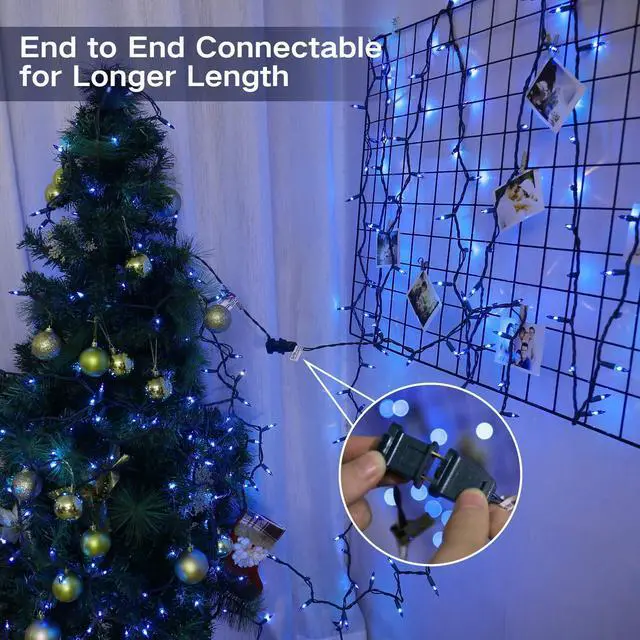 Alt view image 2 of 7 - Christmas Blue Lights, 21.63ft 100 Count Incandescent String Lights Connectable, 120V UL Certified Christmas Indoor String Lights for Xmas, Tree, Party, House, Garden Decor, Green Wire