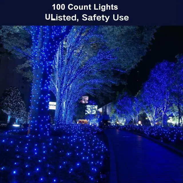 Alt view image 6 of 7 - Christmas Blue Lights, 21.63ft 100 Count Incandescent String Lights Connectable, 120V UL Certified Christmas Indoor String Lights for Xmas, Tree, Party, House, Garden Decor, Green Wire
