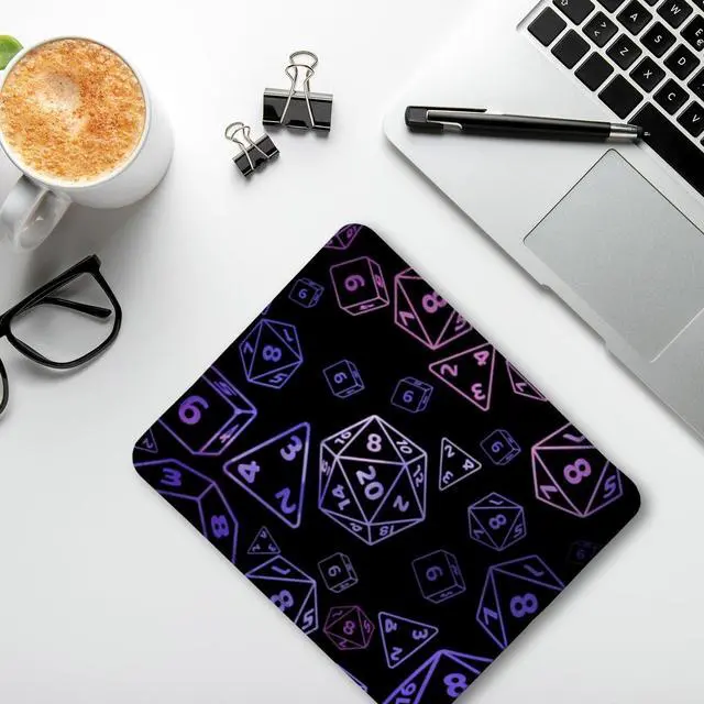 Alt view image 4 of 6 - Neon Dice Gaming Mouse Pad, Black and Purple D20 RPG Gaming Mouse Pad for Wireless Mouse Computers Laptop Desk Accessories, Gamer Gifts,9.5x7.9 Inch