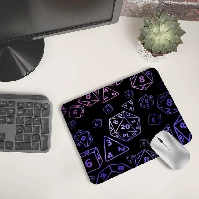 Alt view image 6 of 6 - Neon Dice Gaming Mouse Pad, Black and Purple D20 RPG Gaming Mouse Pad for Wireless Mouse Computers Laptop Desk Accessories, Gamer Gifts,9.5x7.9 Inch