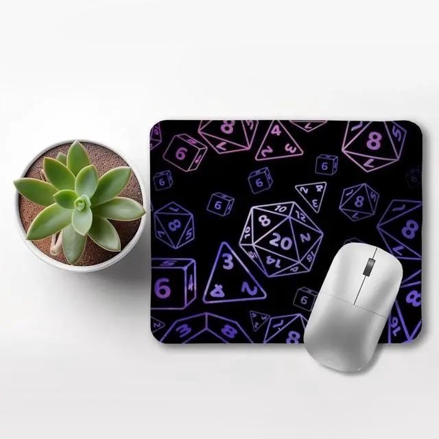 Alt view image 3 of 6 - Neon Dice Gaming Mouse Pad, Black and Purple D20 RPG Gaming Mouse Pad for Wireless Mouse Computers Laptop Desk Accessories, Gamer Gifts,9.5x7.9 Inch