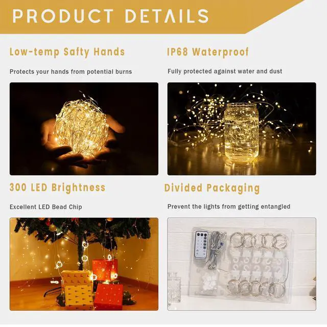 Alt view image 5 of 7 - Fairy Curtain Lights for Bedroom, 9.8x9.8 Ft Fairy Lights Curtain with Remote, 300 LED String Light 8 Flashing Modes USB Plug in for Dorm Backdrop Window Wall Indoor Outdoor (Warm White)