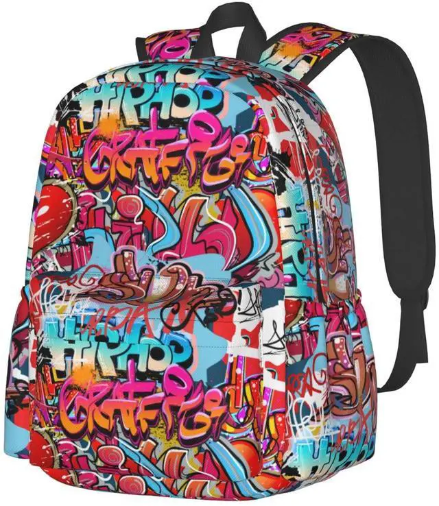 Main image of Daily Backpack Graffiti Wall, Hip Hop Art Backpacks Travel Laptop Daypack 17 inch Bags for Men Women