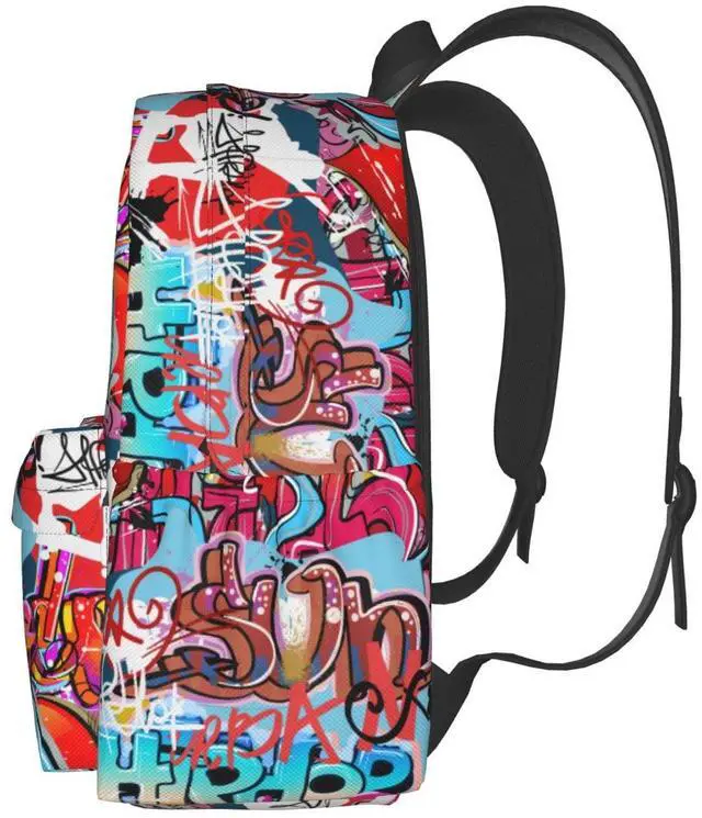 Alt view image 3 of 7 - Daily Backpack Graffiti Wall, Hip Hop Art Backpacks Travel Laptop Daypack 17 inch Bags for Men Women