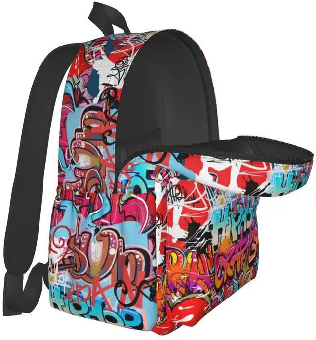 Alt view image 5 of 7 - Daily Backpack Graffiti Wall, Hip Hop Art Backpacks Travel Laptop Daypack 17 inch Bags for Men Women