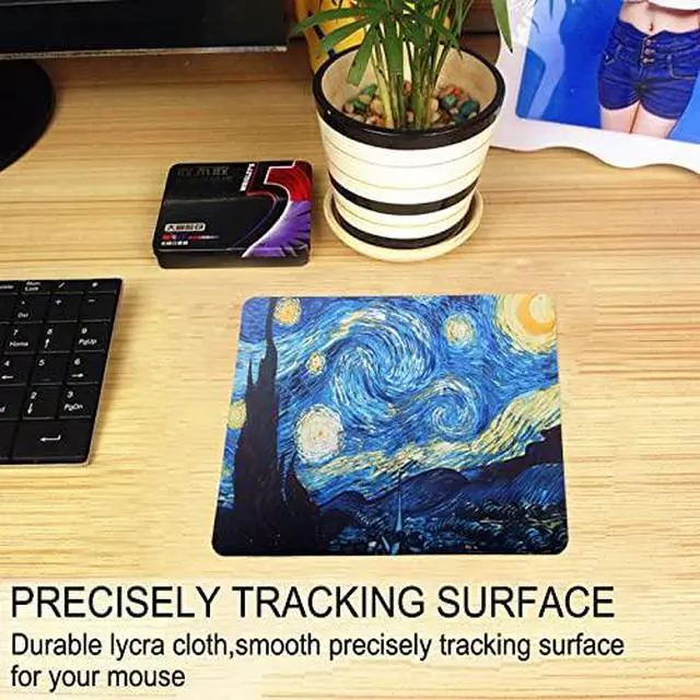 Alt view image 4 of 6 - Mouse Pad, Gaming Mouse Pad, Non-Slip Rubber Base Mouse Mat with Designs for Laptop, Computer & Office, 9.5 x 7.9 x 0.12 inches (Starry Night)