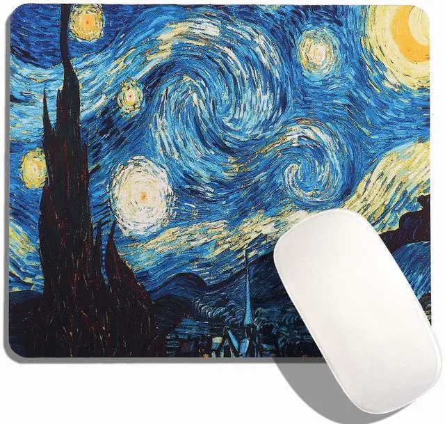 Main image of Mouse Pad, Gaming Mouse Pad, Non-Slip Rubber Base Mouse Mat with Designs for Laptop, Computer & Office, 9.5 x 7.9 x 0.12 inches (Starry Night)
