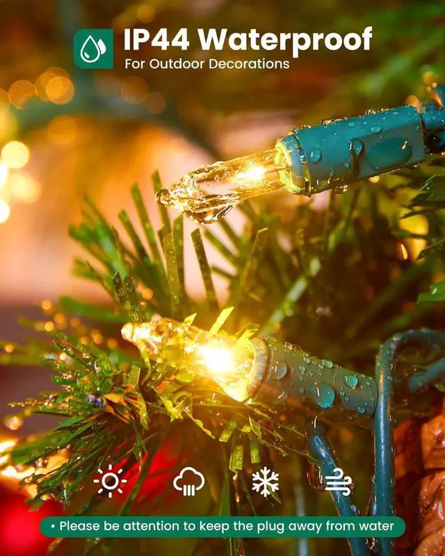 Alt view image 3 of 7 - Clear Christmas String Lights 100 Count 20 Feet Incandescent Bulb Mini Lights for Indoor Xmas Tree Garland Birthday Wedding Party Festival Decoration, Green Wire