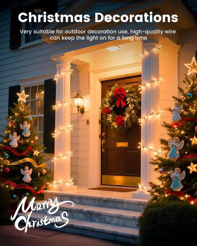 Alt view image 7 of 7 - Clear Christmas String Lights 100 Count 20 Feet Incandescent Bulb Mini Lights for Indoor Xmas Tree Garland Birthday Wedding Party Festival Decoration, Green Wire