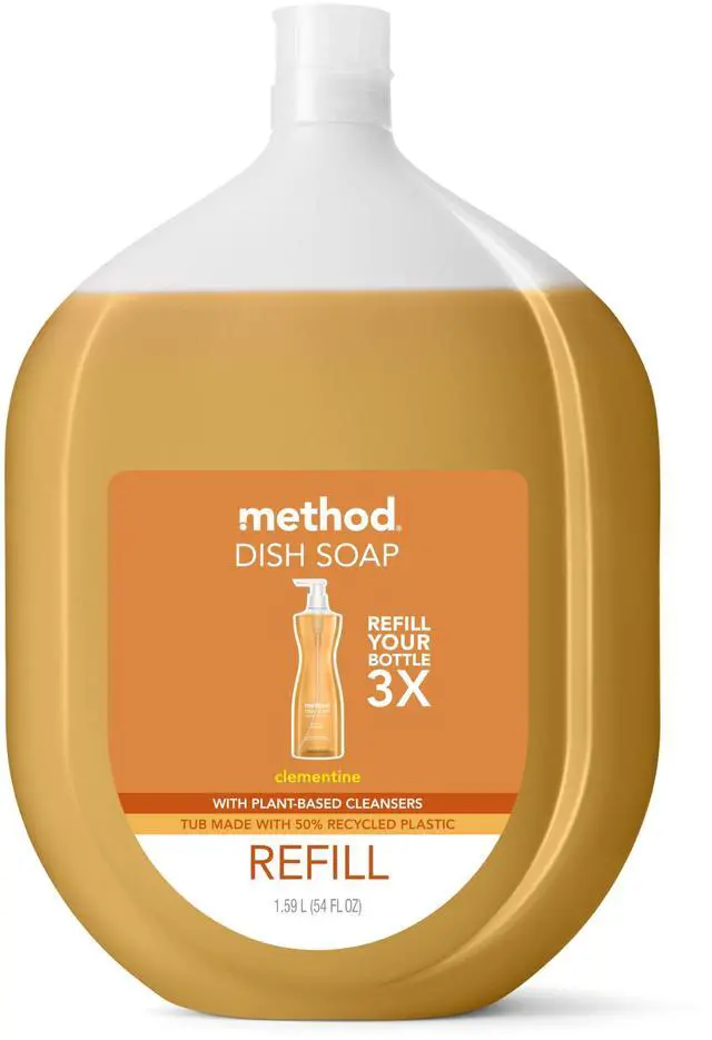 Main image of Gel Dish Soap Refill, Clementine Scent, Powerful Cleaning Formula, Large Refill Tub, Cuts Through Grease, 54 Fl Oz