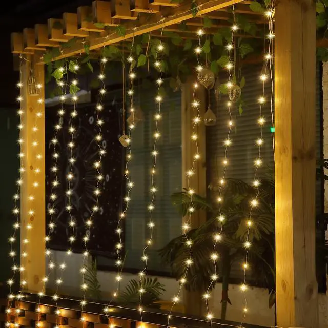 Alt view image 7 of 7 - 1 Pack 195LED Curtain Tapestry Backdrop String Lights, Each 13 Strings 6.6 x 5 ft Tapestry Fairy String Light, 8 Modes Window Wall Hanging Light Strings for Bedroom Christmas Curtain Decor