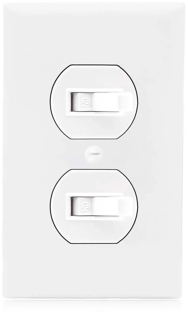 Alt view image 2 of 5 - AC Toggle Combination Electrical Light Switch - Duplex Switch 15 Amp Modern, Single Pole, 1800 Watt Max, White Wall Plate Cover Included, Perfect for Bathroom Lighting and Vent Fans - 2 Pack