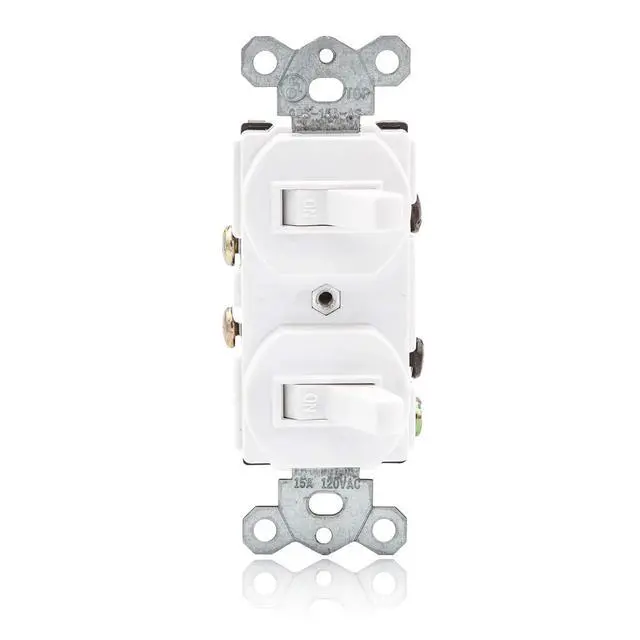 Alt view image 3 of 5 - AC Toggle Combination Electrical Light Switch - Duplex Switch 15 Amp Modern, Single Pole, 1800 Watt Max, White Wall Plate Cover Included, Perfect for Bathroom Lighting and Vent Fans - 2 Pack