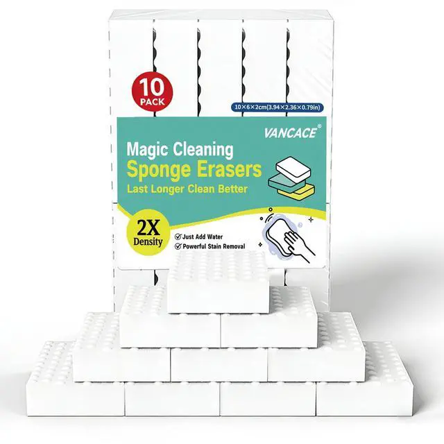 Main image of Magic Sponges Cleaning Eraser 10 Pack, 2X Compressed Melamine Sponge Cleaner, Melamine Foam All Purpose Cleaning Pads, Heavy Duty Stain Remover for Home Kitchen Bathroom Sneaker Car (10)