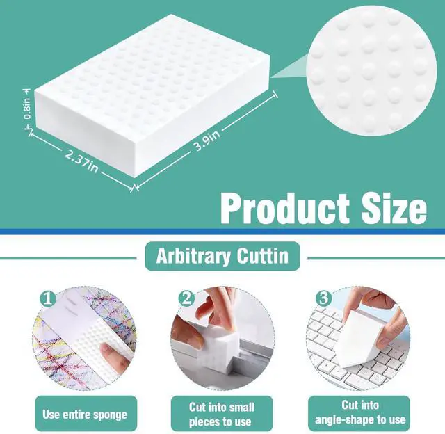 Alt view image 2 of 7 - Magic Sponges Cleaning Eraser 10 Pack, 2X Compressed Melamine Sponge Cleaner, Melamine Foam All Purpose Cleaning Pads, Heavy Duty Stain Remover for Home Kitchen Bathroom Sneaker Car (10)