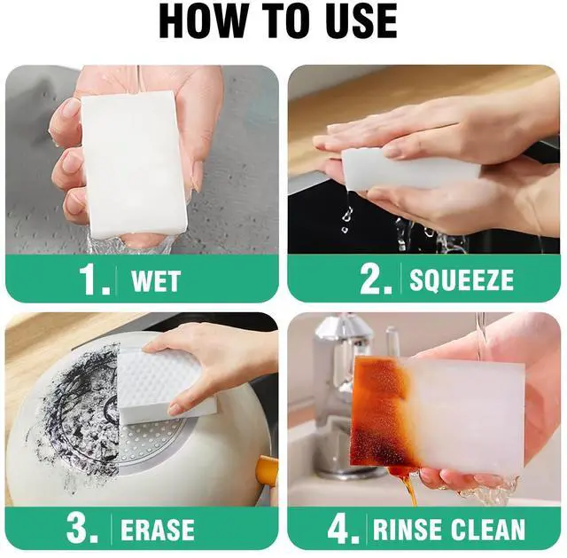 Alt view image 6 of 7 - Magic Sponges Cleaning Eraser 10 Pack, 2X Compressed Melamine Sponge Cleaner, Melamine Foam All Purpose Cleaning Pads, Heavy Duty Stain Remover for Home Kitchen Bathroom Sneaker Car (10)