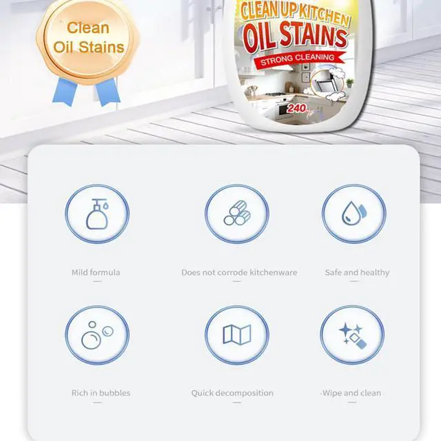 Alt view image 6 of 7 - Clean Up Kitchen Oil Stains Spray,Kitchen Cleaner Spray,Heavy Oil Cleaner Stain,All-Purpose Cleaning Spray for Kitchens Oil Stain Remover (8.45oz)