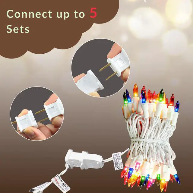 Alt view image 4 of 7 - Christmas Lights White Wire Multi Mini String- UL Listed 100 Count Connectable String Lights for Indoor and Outdoor Use for Xmas Trees Wreath Holiday Garden Decorations (1, White Wire Multi)
