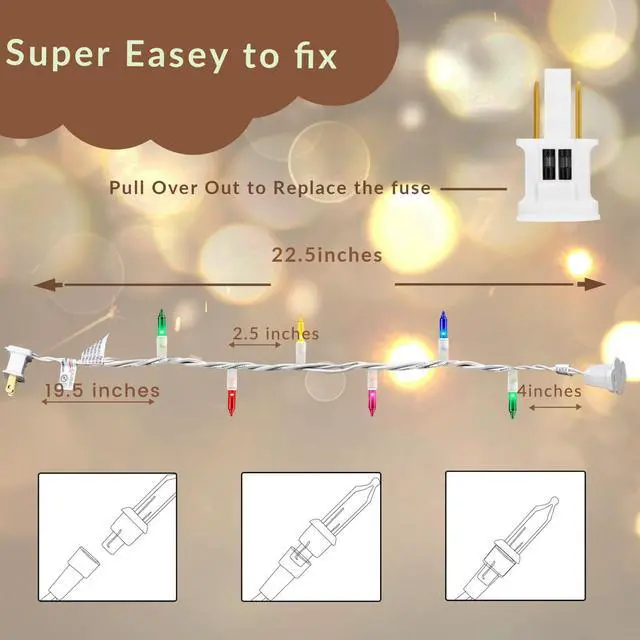 Alt view image 6 of 7 - Christmas Lights White Wire Multi Mini String- UL Listed 100 Count Connectable String Lights for Indoor and Outdoor Use for Xmas Trees Wreath Holiday Garden Decorations (1, White Wire Multi)