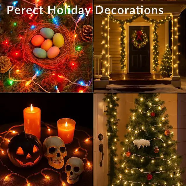 Alt view image 7 of 7 - Christmas Lights White Wire Multi Mini String- UL Listed 100 Count Connectable String Lights for Indoor and Outdoor Use for Xmas Trees Wreath Holiday Garden Decorations (1, White Wire Multi)