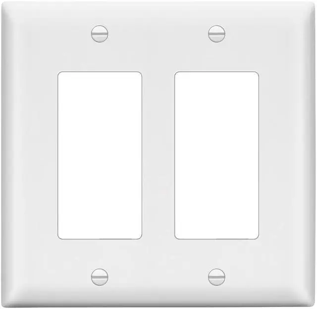 Main image of Matte Finish Double Decorator Switch Cover, 2 Gang Outlet Wall Plate, Mid-Size 2-Gang 4.88" x 4.92", Unbreakable Polycarbonate Thermoplastic, UL Listed, LWP-32M-W, White