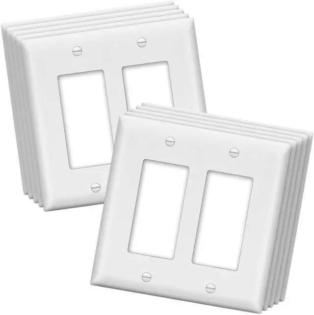 Main image of Matte Finish Decorator Switch Cover, Decorator Receptacle Wall Plate, Mid-Size 2-Gang 4.88" x 4.92", Unbreakable Polycarbonate Thermoplastic, UL Listed, LWP-32M-W10P, White, 10 Pack