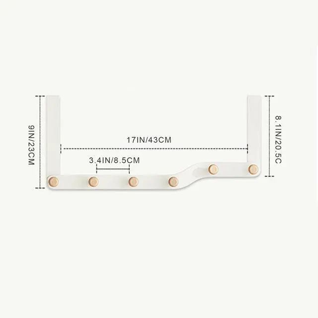 Alt view image 5 of 7 - Over The Door Hooks Hanger for Clothes with 6 Wooden HookOver The Coat Hanger Hanging Coats Towel Rack for Towels, Clothes, Back of Bathroom BedroomOff White (Cream)