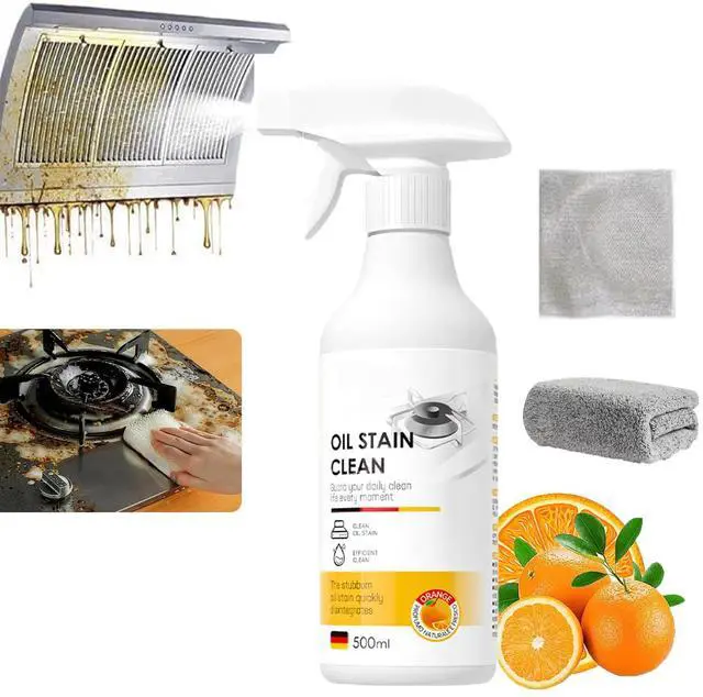 Main image of Kitchen Pots and Pan Cleaner,500ML Foam Heavy Oil Cleaner Sprays ,Oven Cleaning, Heavy Stain Cleaner Liquid, Clean Up Kitchen Oil Stains, All Purpose Clean Stian with cleaning rags and wire rags