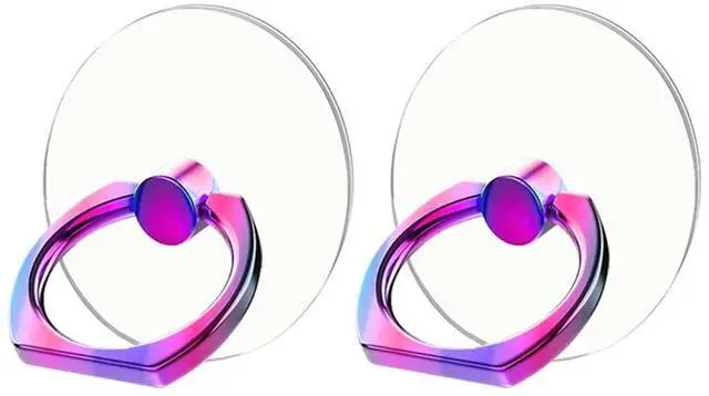 Main image of Colorful Cell Phone Ring Holder Stand 2 Packs, Transparent Phone Ring Holder 360°Rotation Clear Phone Ring Grip Finger Kickstand Compatible with Various Phones or Phone case