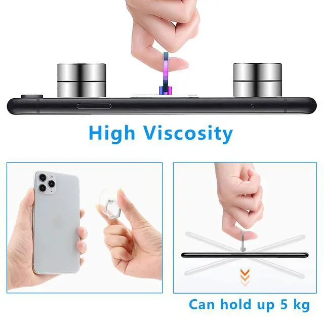 Alt view image 4 of 6 - Colorful Cell Phone Ring Holder Stand 2 Packs, Transparent Phone Ring Holder 360°Rotation Clear Phone Ring Grip Finger Kickstand Compatible with Various Phones or Phone case