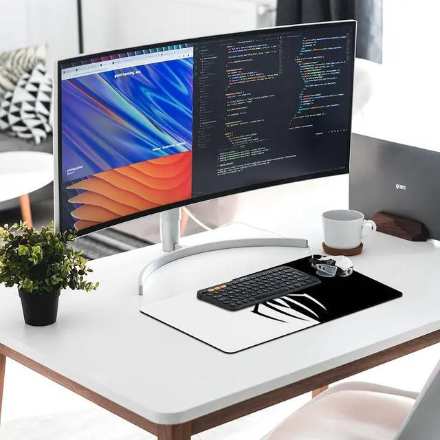 Alt view image 6 of 7 - Gaming Mouse Pad, Spider Pattern White Black Mouse Pad Large Extended Computer Mouse Mat Keyboard Full Desk Mousepad for Gaming, Office, Home 11.8x31.5Inch