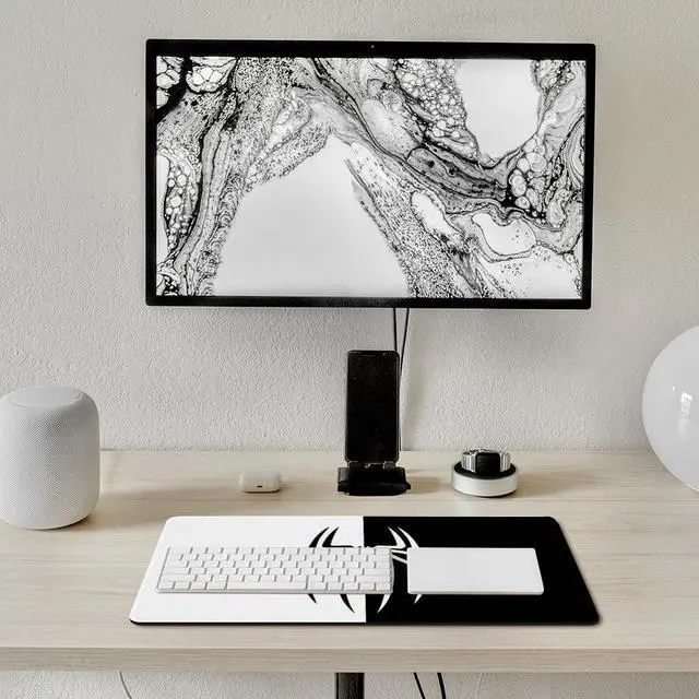 Alt view image 7 of 7 - Gaming Mouse Pad, Spider Pattern White Black Mouse Pad Large Extended Computer Mouse Mat Keyboard Full Desk Mousepad for Gaming, Office, Home 11.8x31.5Inch