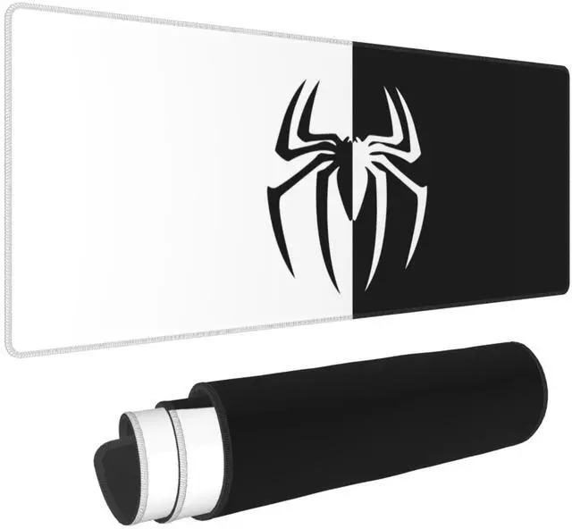 Main image of Gaming Mouse Pad, Spider Pattern White Black Mouse Pad Large Extended Computer Mouse Mat Keyboard Full Desk Mousepad for Gaming, Office, Home 11.8x31.5Inch