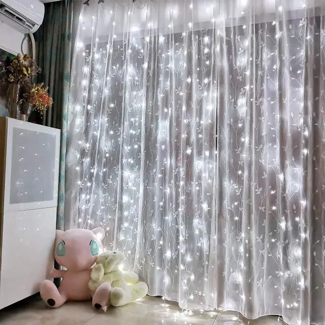 Main image of Led Curtain String Lights with Remote for Bedroom Wedding Party Festive Season Propose Marriage Window Christmas Decorations(Bright White)
