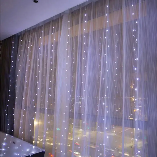 Alt view image 6 of 6 - Led Curtain String Lights with Remote for Bedroom Wedding Party Festive Season Propose Marriage Window Christmas Decorations(Bright White)