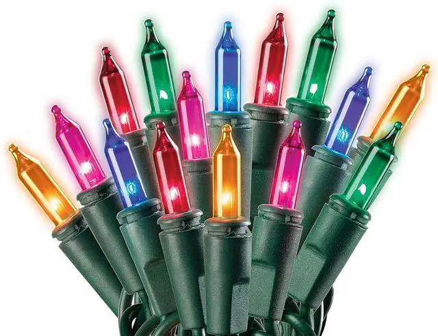 Main image of Holiday Pride Multi Color Christmas Lights with Green Wire - 100 Count Multicolor Christmas Tree Lights Outdoor (24 Feet) - Waterproof - Indoor/Outdoor Use - UL Listed - Static and Blinking Modes