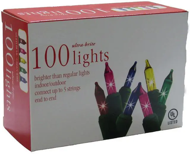 Alt view image 2 of 4 - Holiday Pride Multi Color Christmas Lights with Green Wire - 100 Count Multicolor Christmas Tree Lights Outdoor (24 Feet) - Waterproof - Indoor/Outdoor Use - UL Listed - Static and Blinking Modes