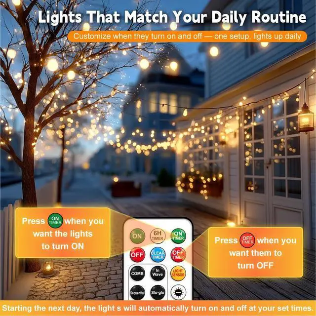 Alt view image 3 of 7 - 2-Pack 33FT 100LED Fairy Lights Battery Operated (Included) with Remote & Timer, 8 Modes Rechargeable Twinkle String Lights Indoor Outdoor Waterproof for Bedroom Wedding Classroom, Warm White