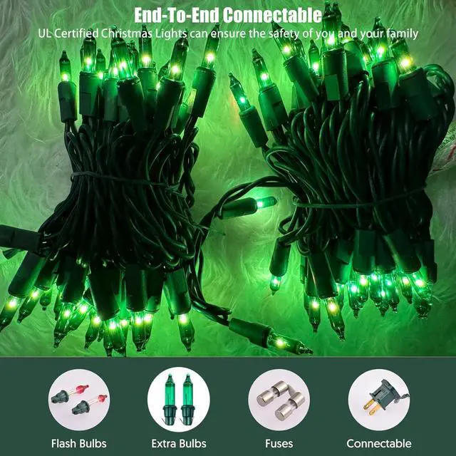Alt view image 4 of 7 - Green String Lights 100 Count Mini St. Patrick's Day Decorations Lights with Green Wire for Outdoor Christmas Decorations Indoor Decor,UL Certified (21feet)