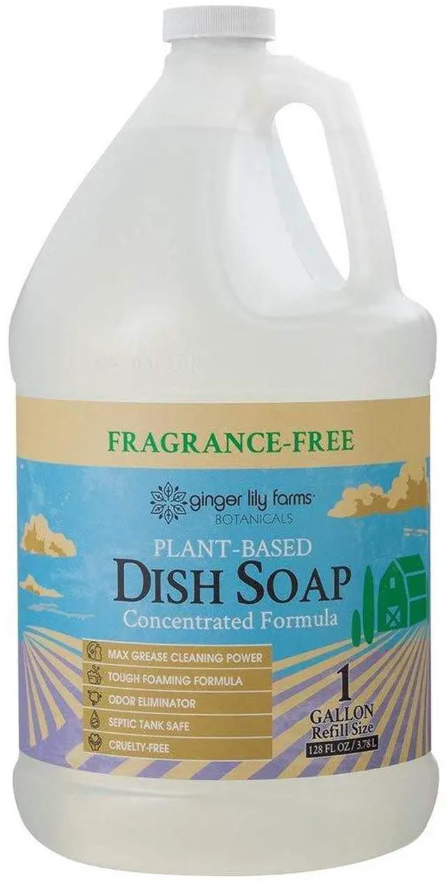 Main image of Botanicals Plant-Based Liquid Dish Soap, Concentrated Formula with Max Grease Cleaning Power, Cruelty-Free, Fragrance-Free, 1 Gallon Refill (128 Fl. Oz.), Clear