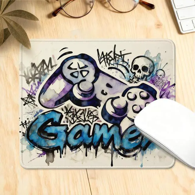 Alt view image 4 of 5 - Gamer Mouse Pad, Street Art Style Controller Small Mousepad for Boys Girls Teens, Non-Slip Rubber Base Gaming Desk Decor Accessories Computer Office, 9.5 x 7.9 Inch