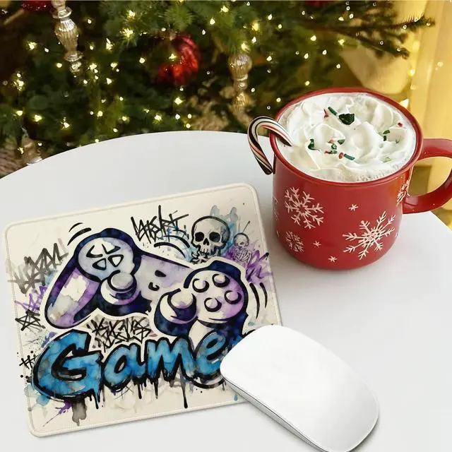 Alt view image 5 of 5 - Gamer Mouse Pad, Street Art Style Controller Small Mousepad for Boys Girls Teens, Non-Slip Rubber Base Gaming Desk Decor Accessories Computer Office, 9.5 x 7.9 Inch