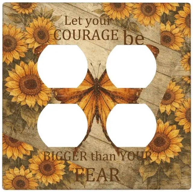 Main image of Decorative Outlet Covers Butterfly Sunflower Inspirational Quotes 2 Gang Light Switch Cover Plate Double Duplex Wall Plates for Electrical Outlets Switch Plate Covers for Bedroom Home Decor