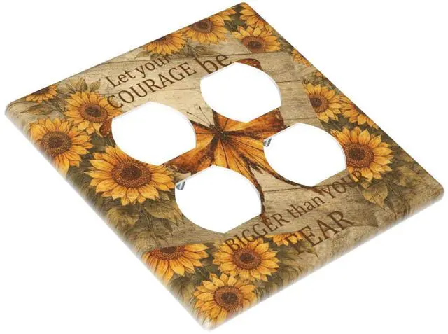 Alt view image 3 of 7 - Decorative Outlet Covers Butterfly Sunflower Inspirational Quotes 2 Gang Light Switch Cover Plate Double Duplex Wall Plates for Electrical Outlets Switch Plate Covers for Bedroom Home Decor