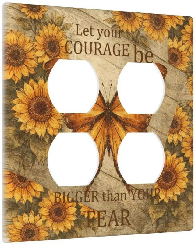 Alt view image 2 of 7 - Decorative Outlet Covers Butterfly Sunflower Inspirational Quotes 2 Gang Light Switch Cover Plate Double Duplex Wall Plates for Electrical Outlets Switch Plate Covers for Bedroom Home Decor