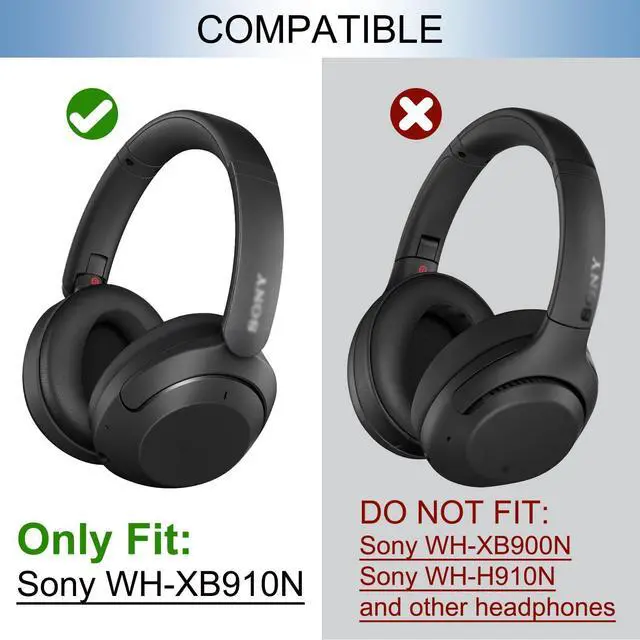 Alt view image 2 of 7 - Ear Pads Replacement for Sony WH-XB910N Extra Bass Headphones, Earpads Ear Cushions with Protein Leather Noise Isolation Memory Foam (Black)