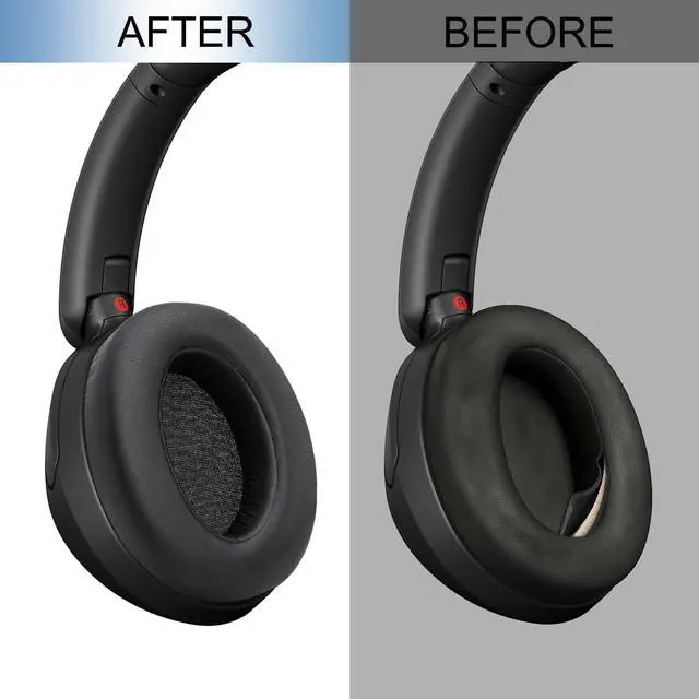 Alt view image 7 of 7 - Ear Pads Replacement for Sony WH-XB910N Extra Bass Headphones, Earpads Ear Cushions with Protein Leather Noise Isolation Memory Foam (Black)